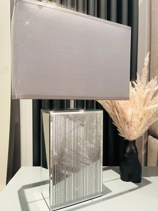 Mirrored Silver Glitter Lamp