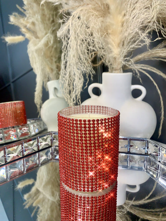 Red Diamante Candle