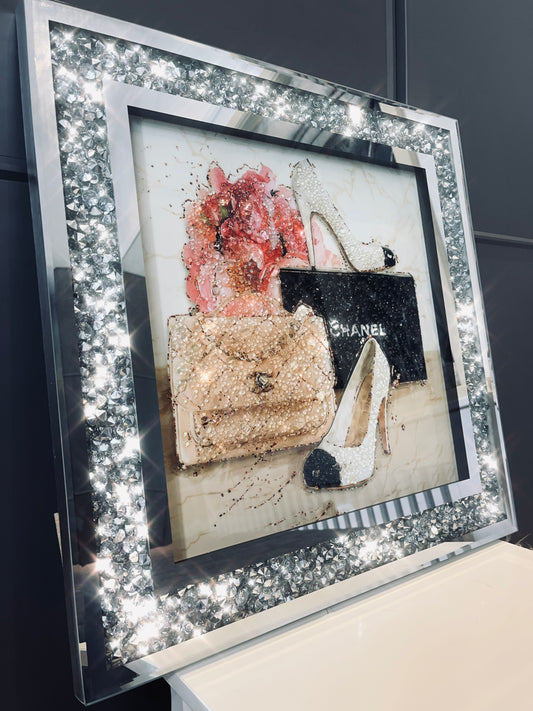 Crystal Frame Handbags & Heels Wall Art