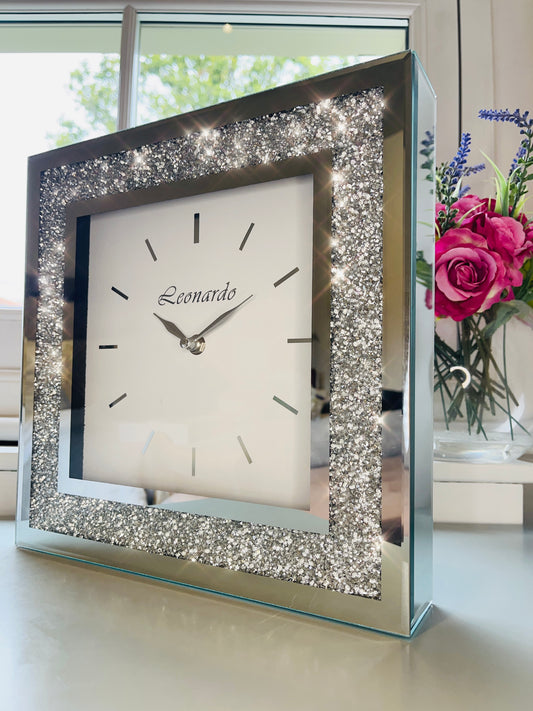 Mirrored Crystal Clock Large