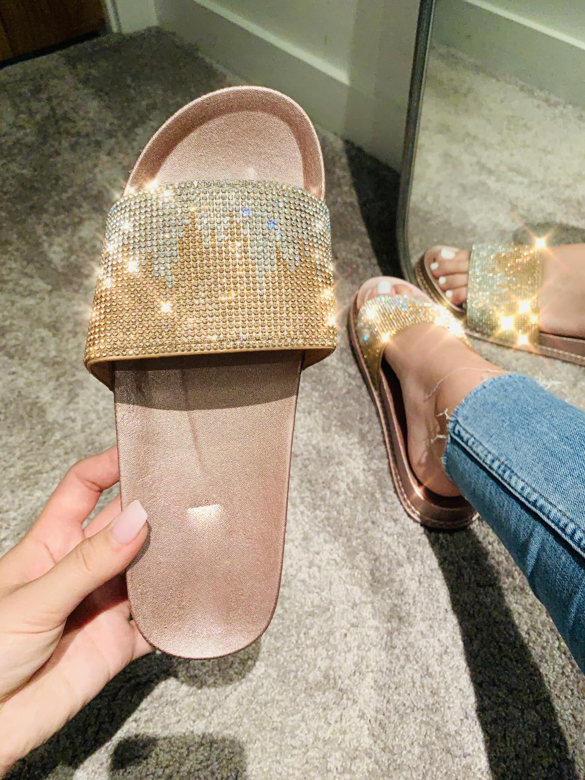 Rose gold sliders online uk