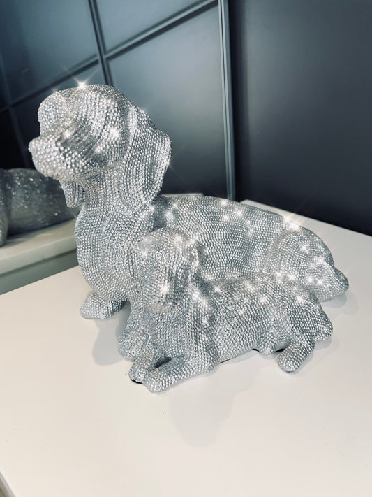 Sparkly Diamante Mummy & Baby Dachshund