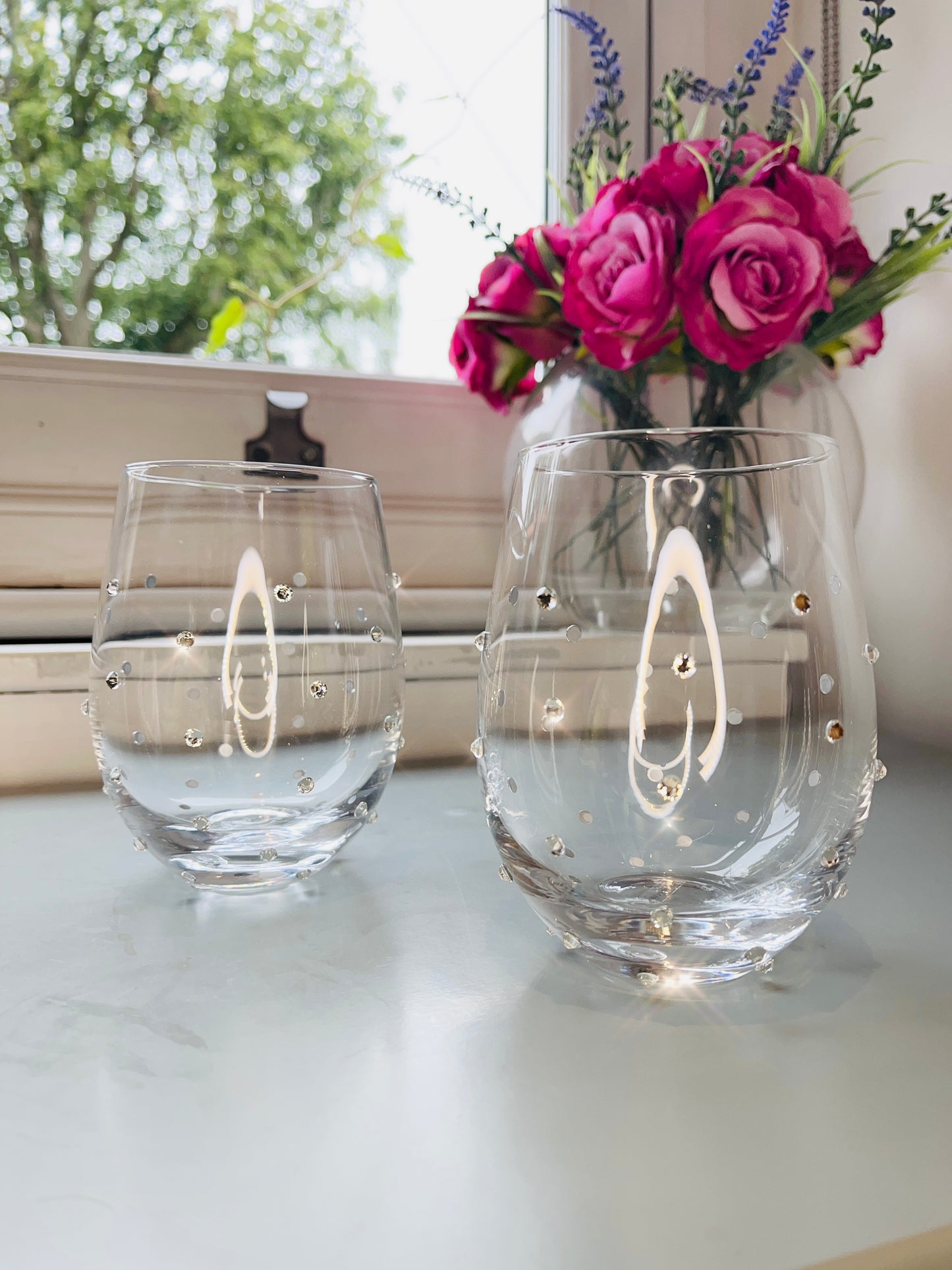 Diamante Stemless Wine Glass - Set of 2