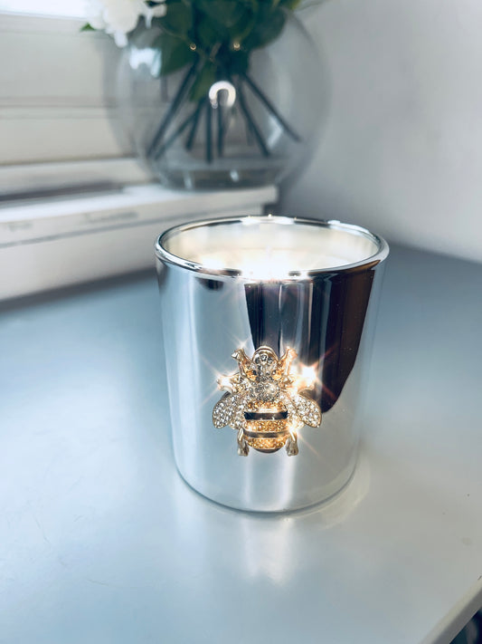 Silver Diamante Bee Candle