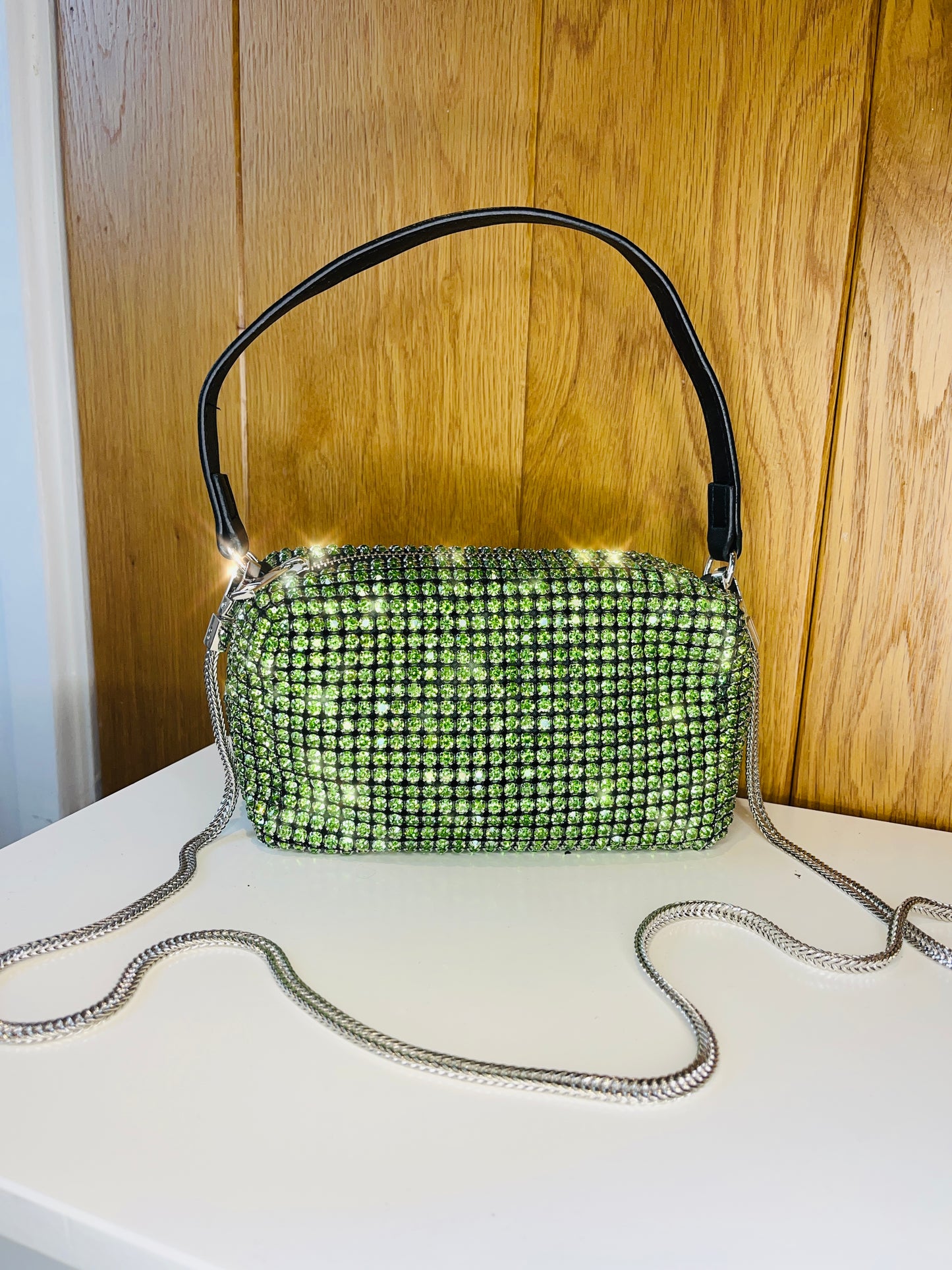 Diamante Handbag Green