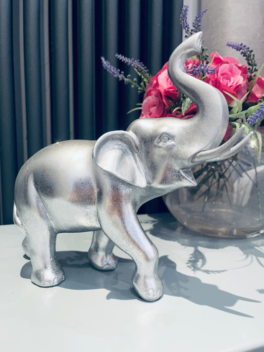 Silver Sparkle Standing Elephant