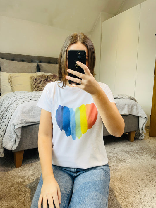 Flawed Rainbow Heart T-Shirt White