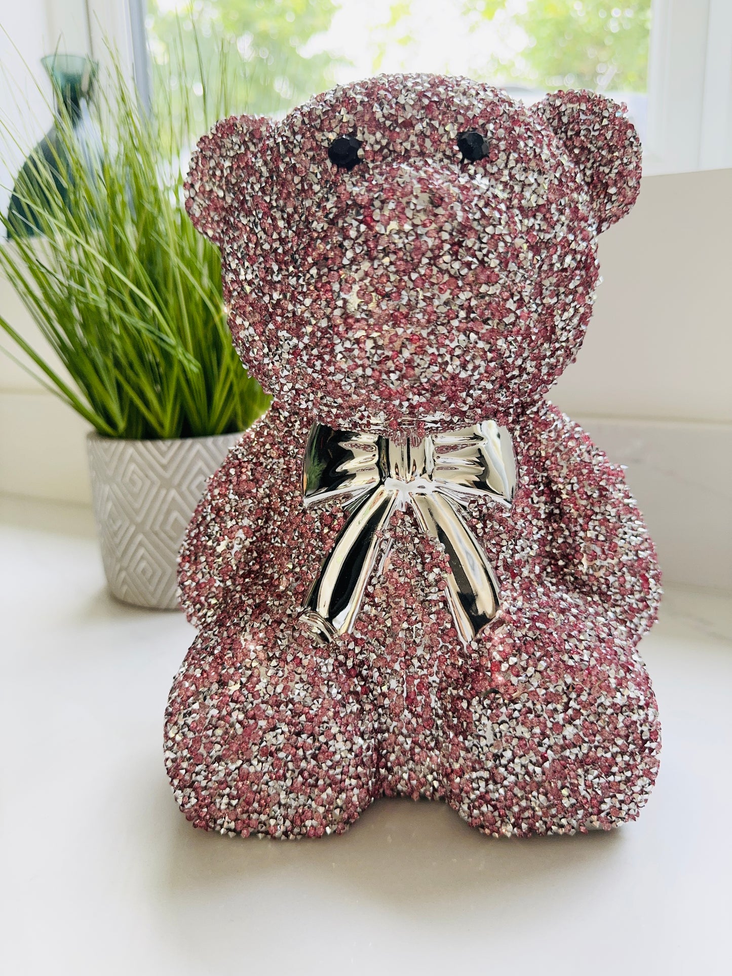 Crystal Glitz Teddy Bear Large Pink & Silver