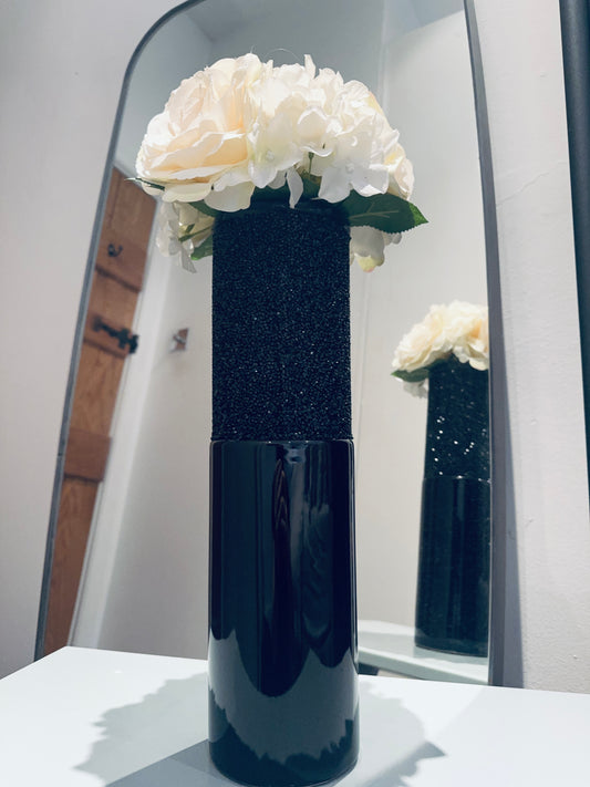 Black Crystal Glitz & Glaze Tall Vase