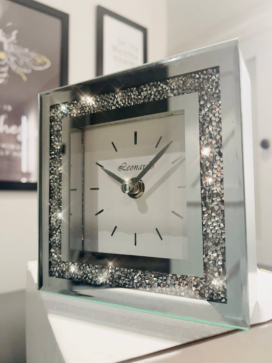 Flawed Mirrored Crystal Clock Small