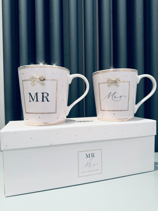 Mr & Mrs Crystal Bow Mugs