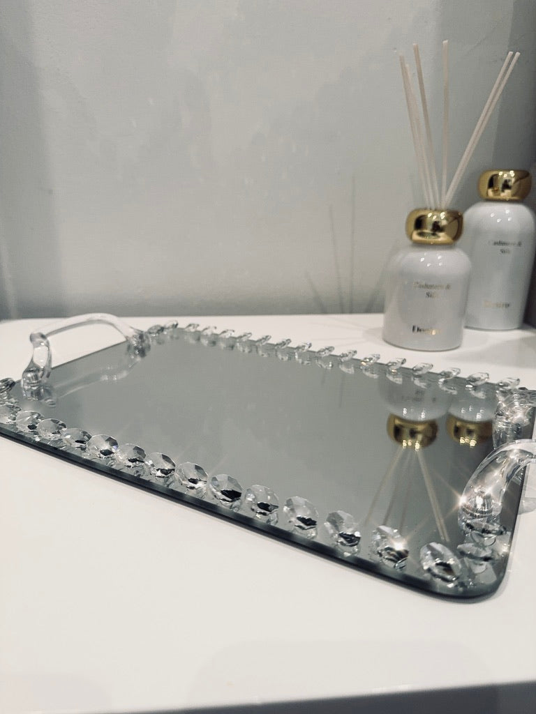 Mirrored Diamond Rectangle Tray