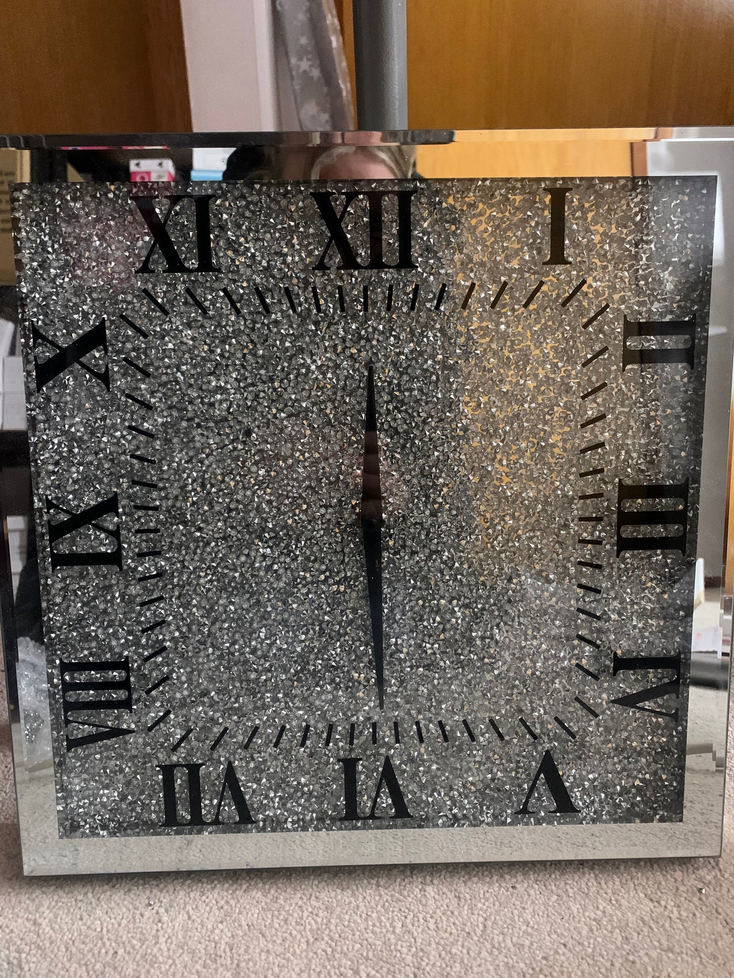 Flawed Crystal Glitz Square Clock