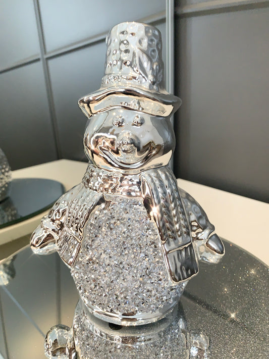 Electroplated Crystal Snowman Large