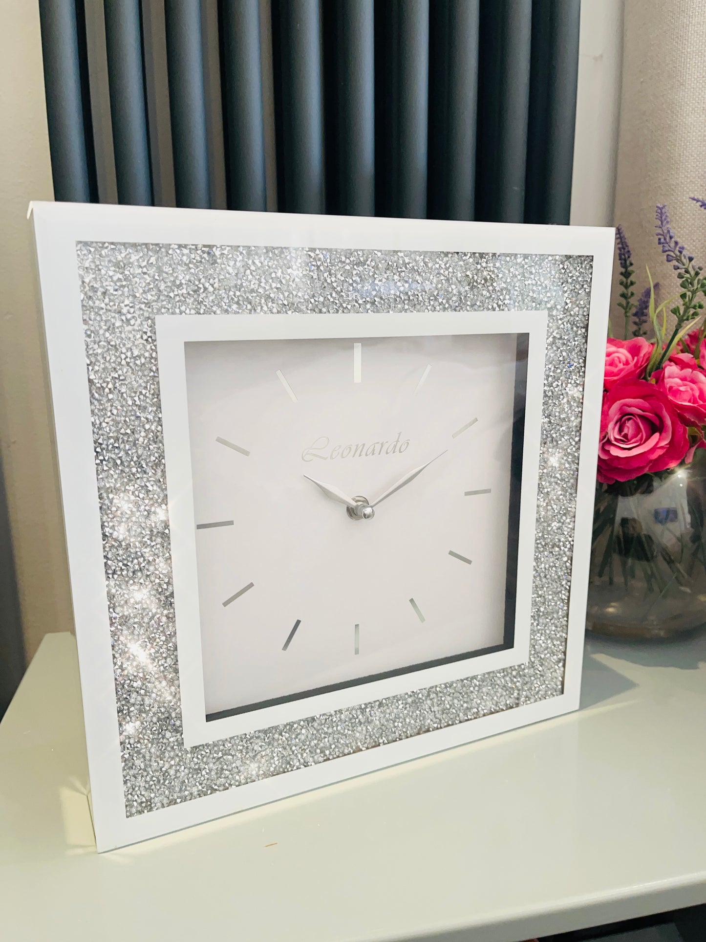 White Crystal Clock Large