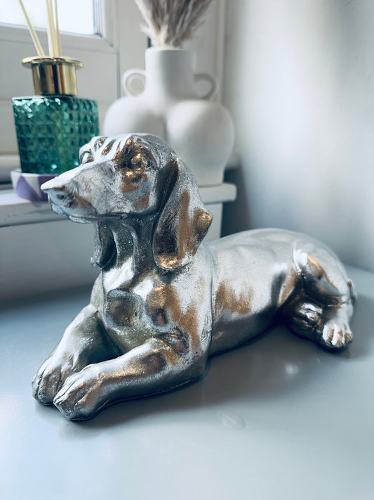 Silver Sparkle Lying Dachshund