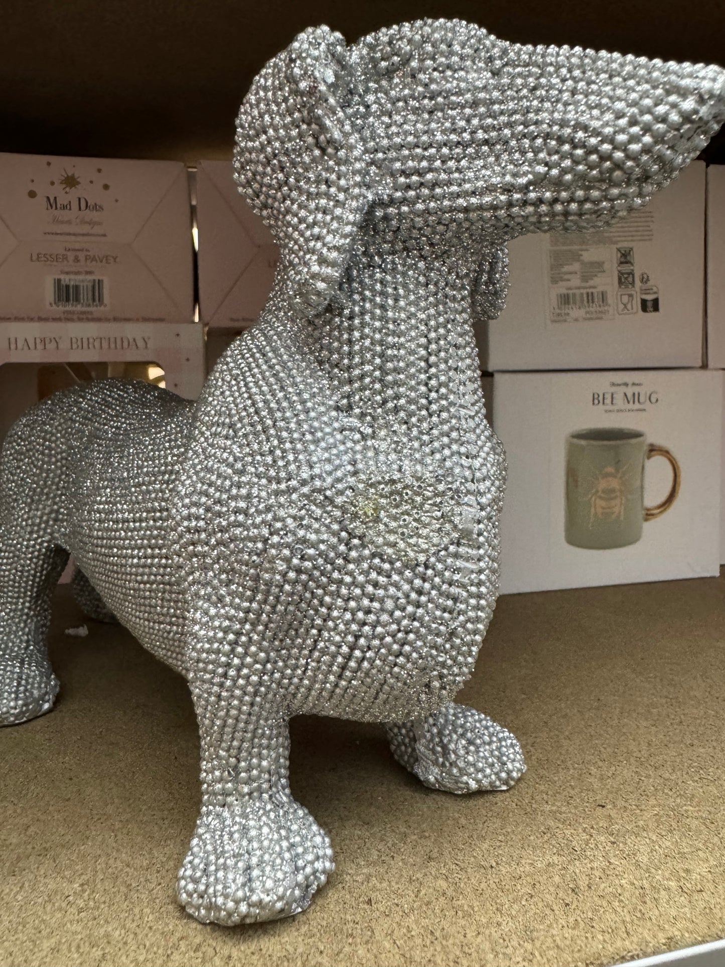 Flawed Sparkly Diamanté Standing Dachshund