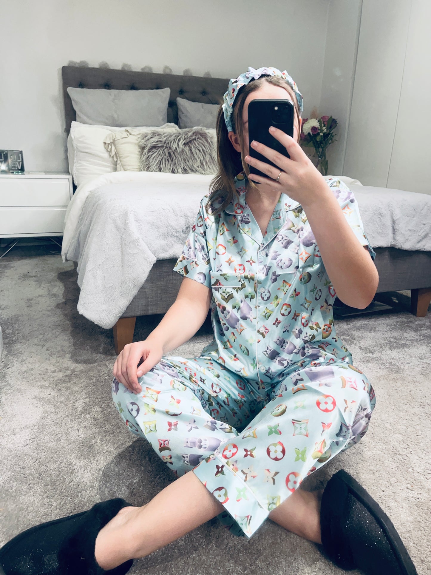 Multi-Coloured Pyjamas Aqua With Headband