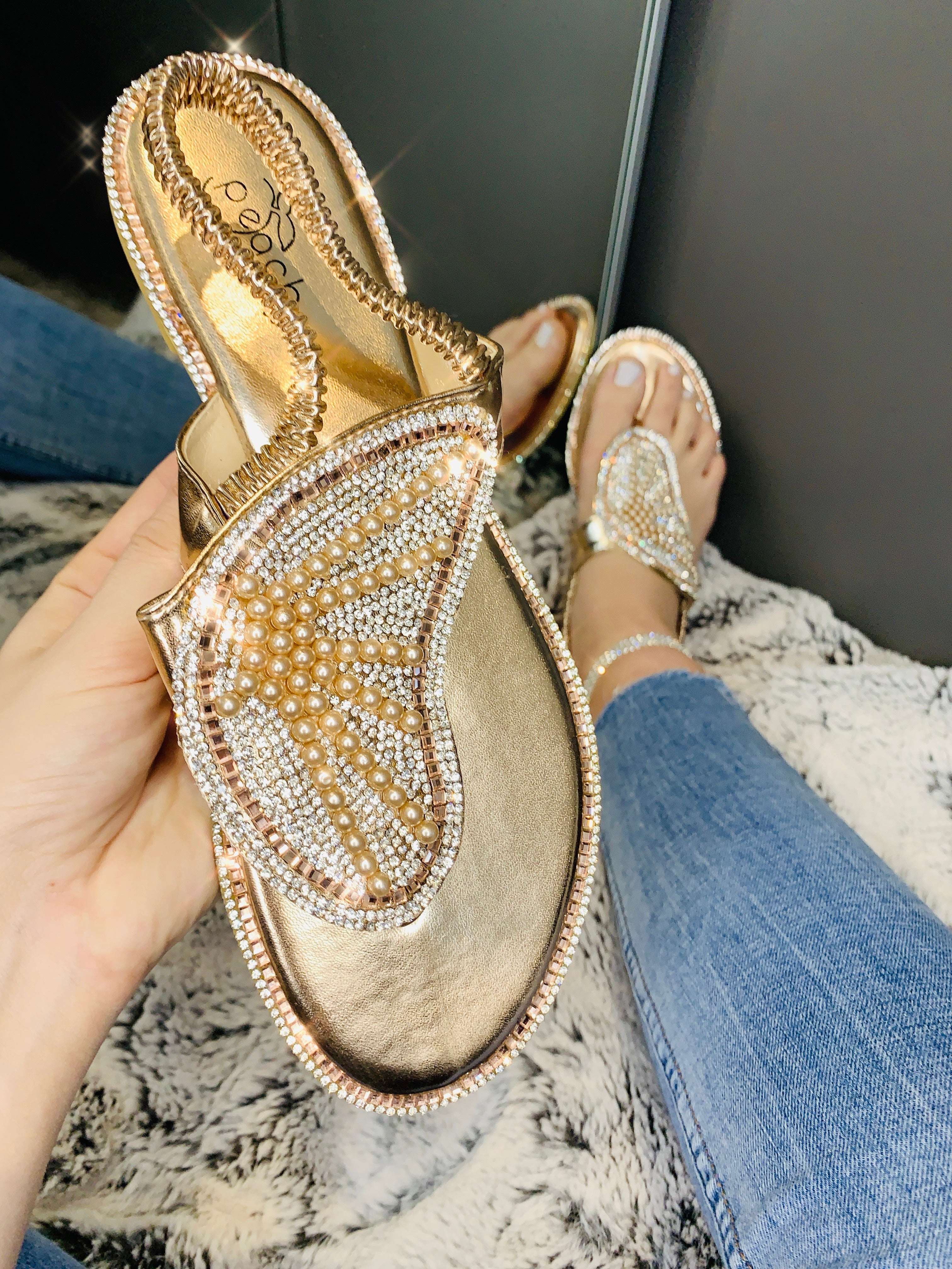 Mia Crystal Butterfly Sandals Rose Gold moo coco