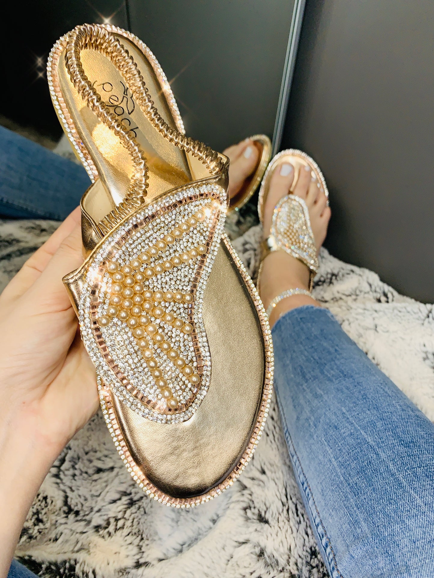 Mia Crystal Butterfly Sandals Rose Gold