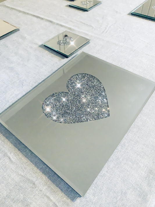 Mirrored Crystal Heart Placemats