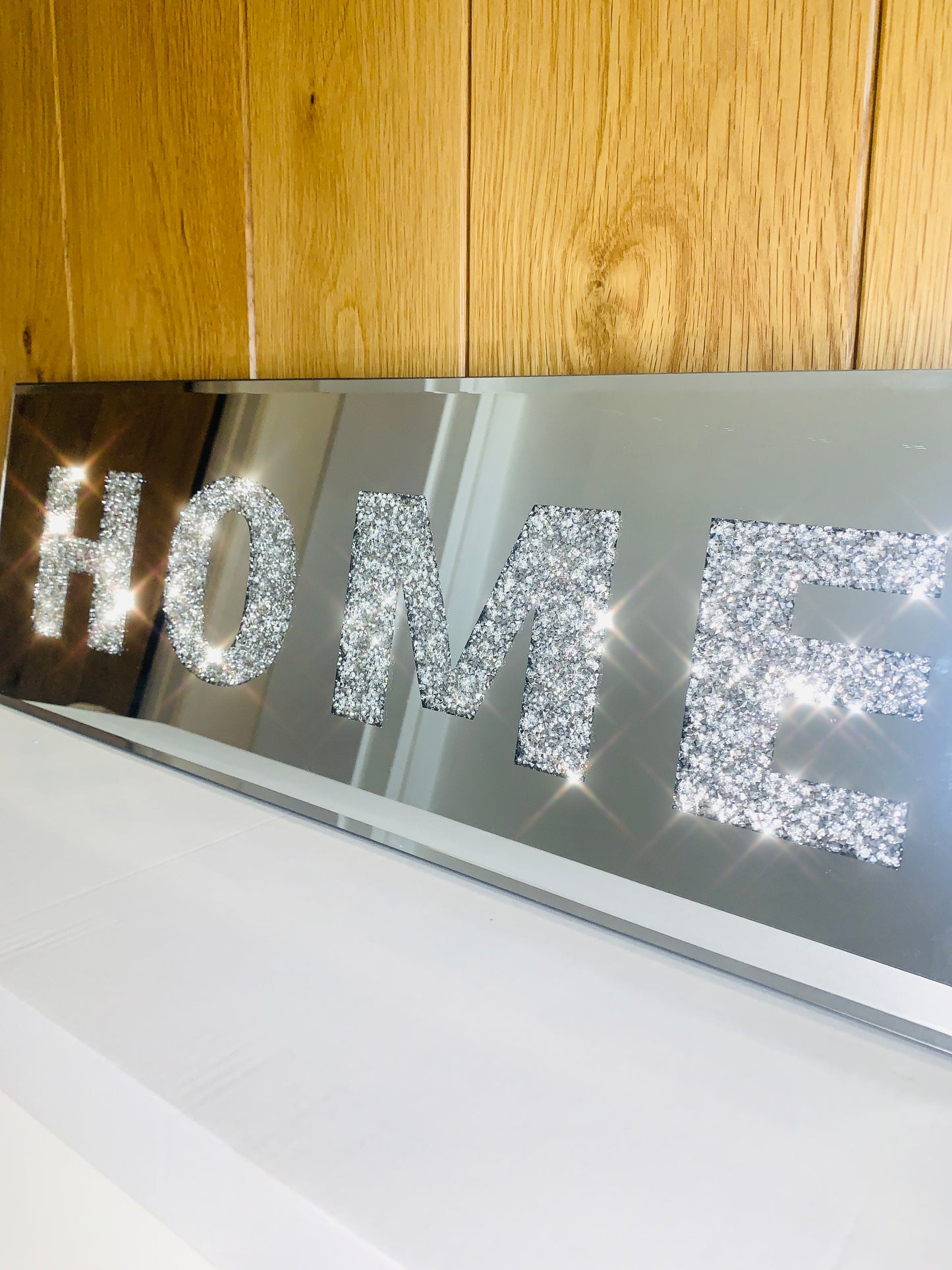 Mirrored Crystal Home Wall Plaque