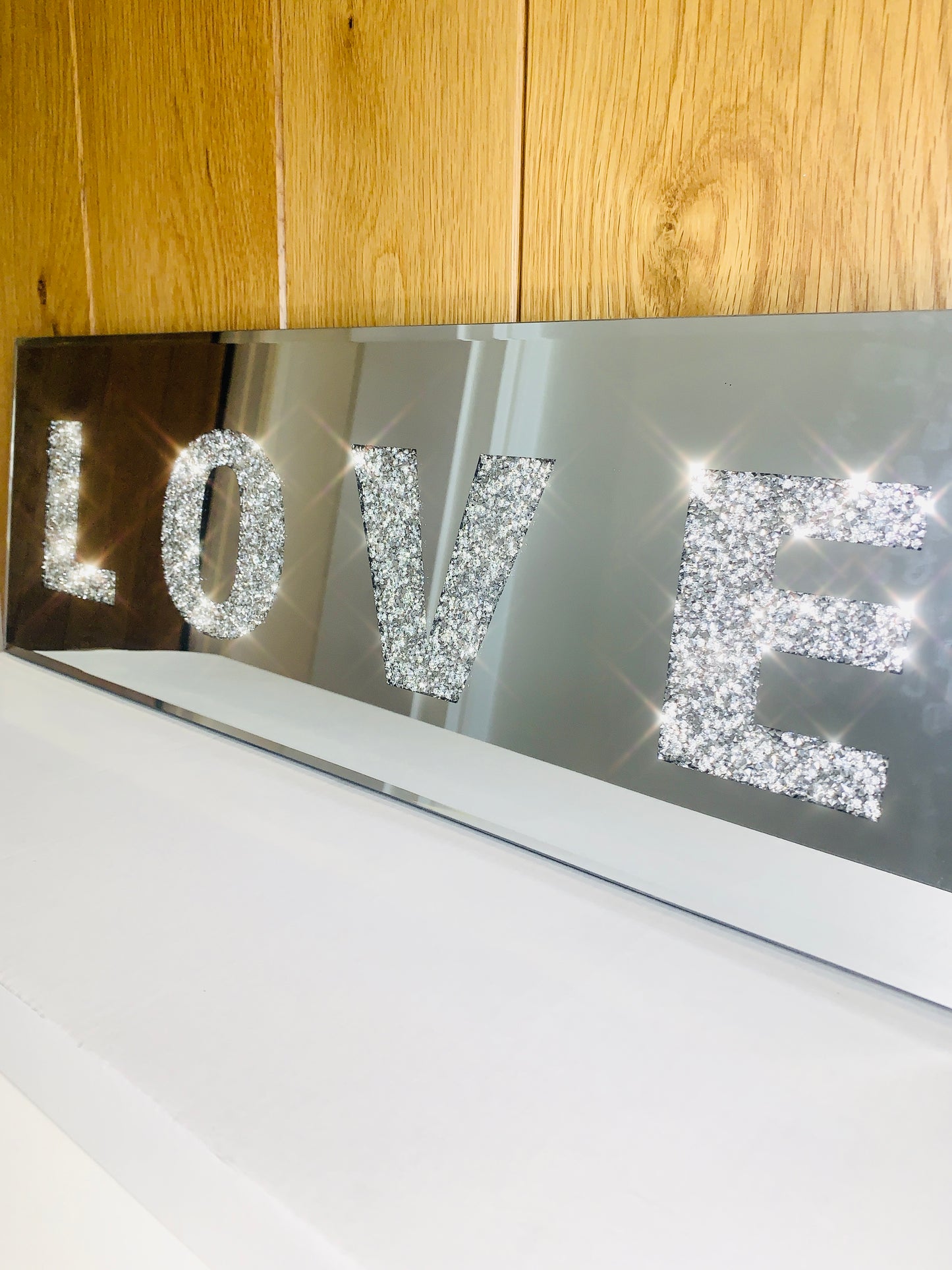 Mirrored Crystal Love Wall Plaque