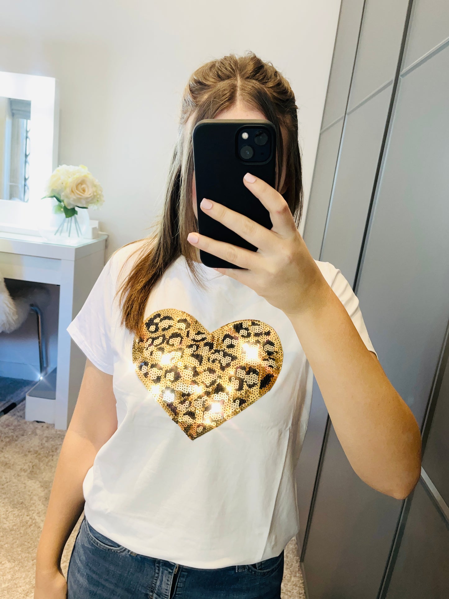 Flawed Leopard Sequin Heart T-Shirt