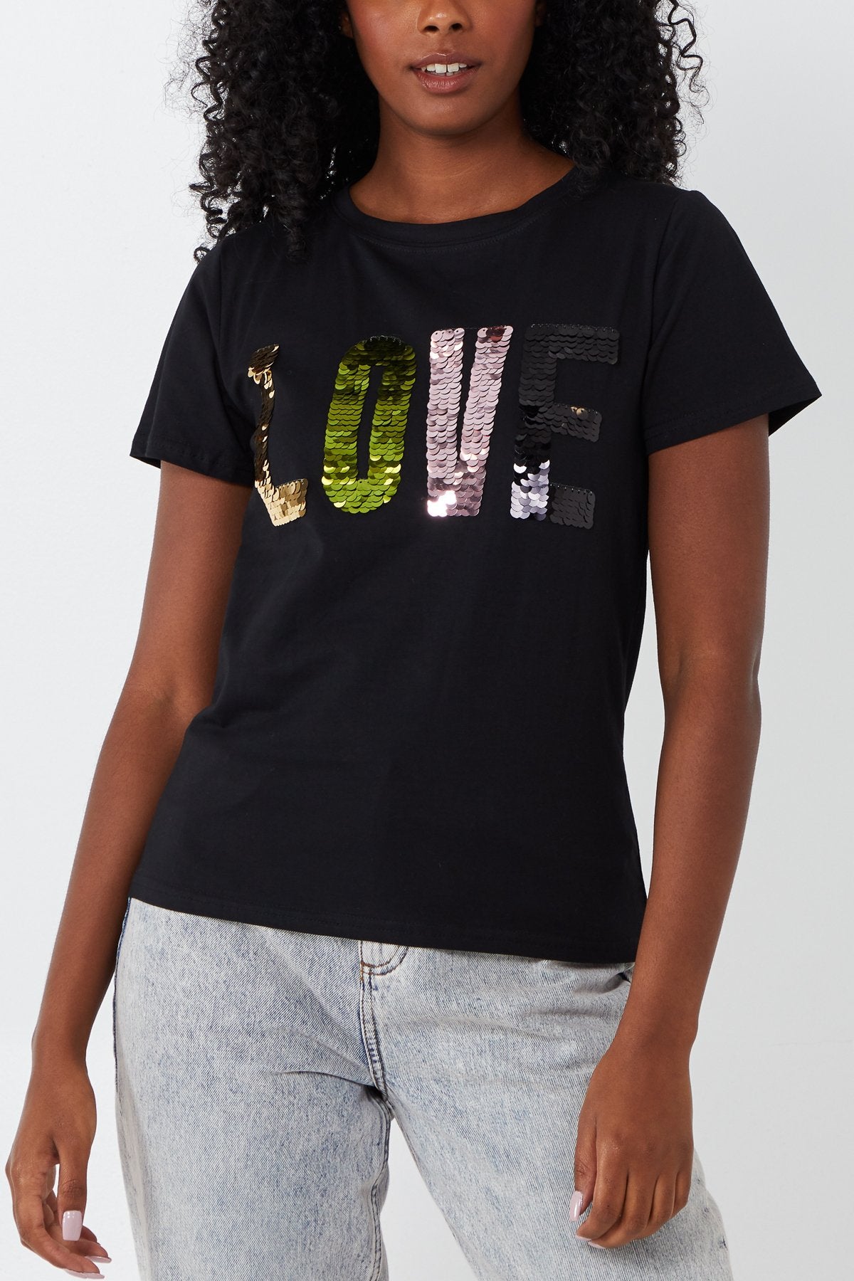 Sequin Love T-shirt Black