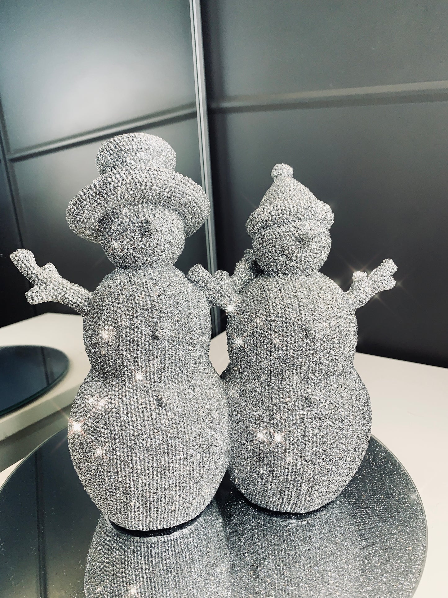 Sparkly Diamante Couple Snowmen