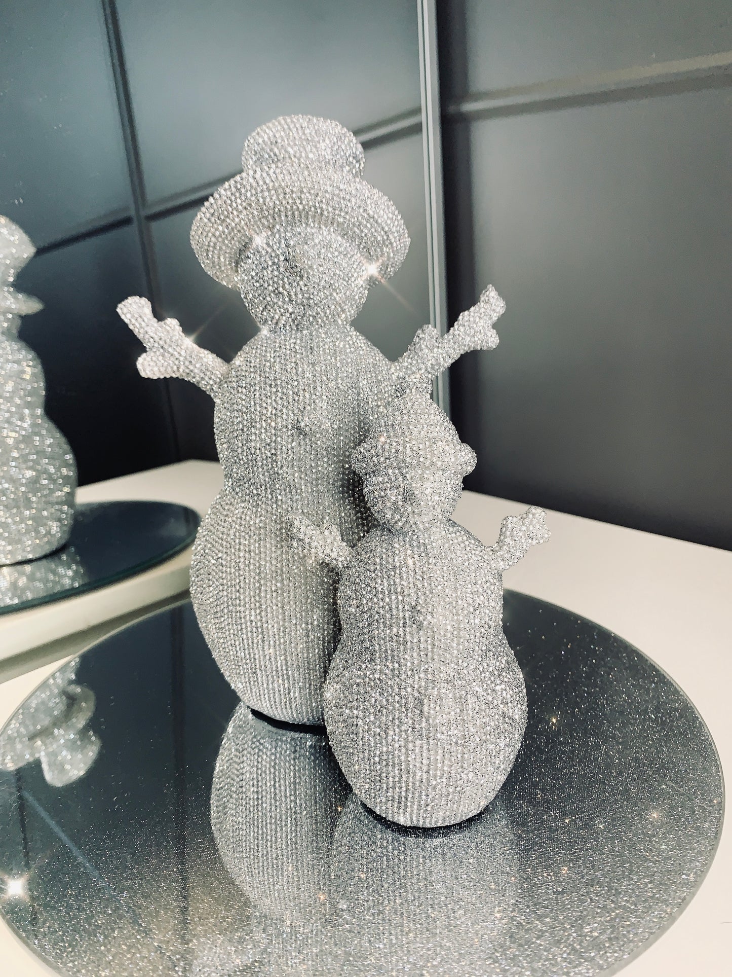 Sparkly Diamante Mummy & Baby Snowman