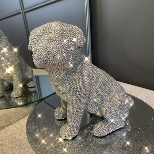Sparkly Diamante Sitting Pug