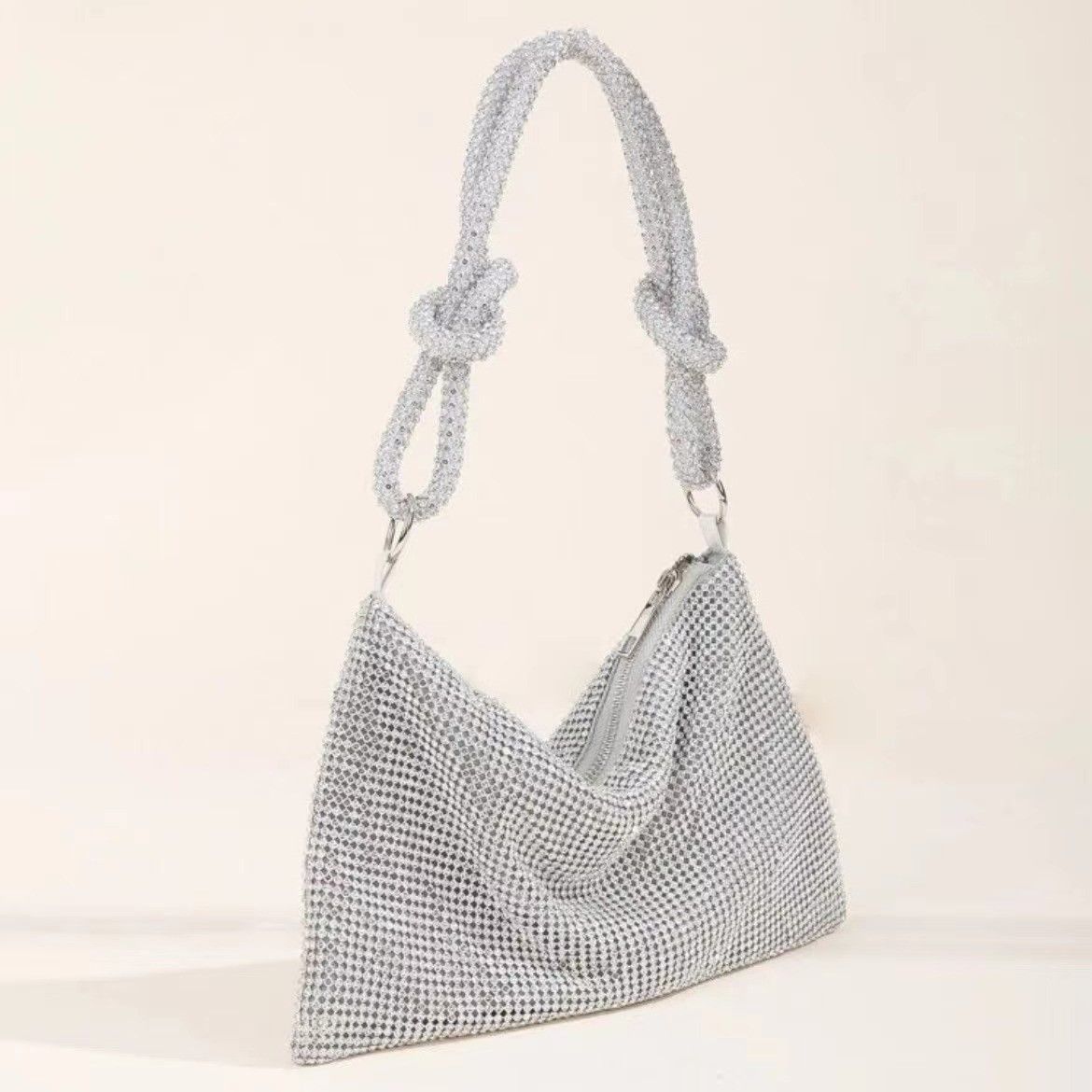 Diamante Soft Evening Handbag Silver