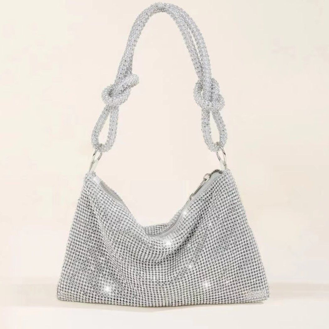Diamante Soft Evening Handbag Silver