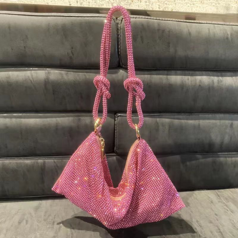 Diamante Soft Evening Handbag Pink